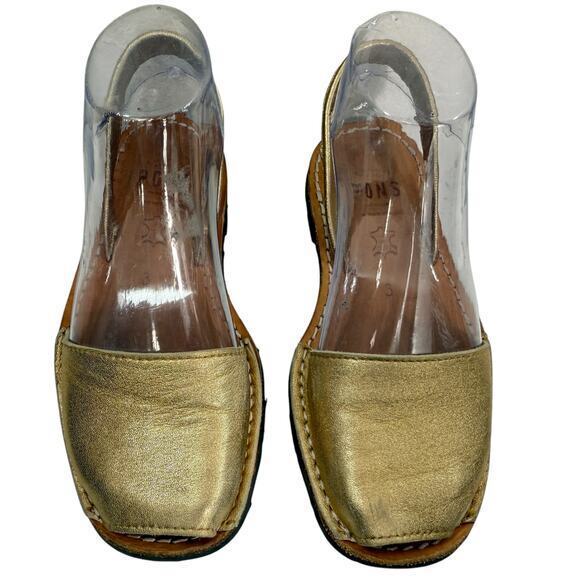 Pons‎ Avarcas 510A Classic Style Metallic Gold Sling Back Flats Spain Gir… - Picture 2 of 9